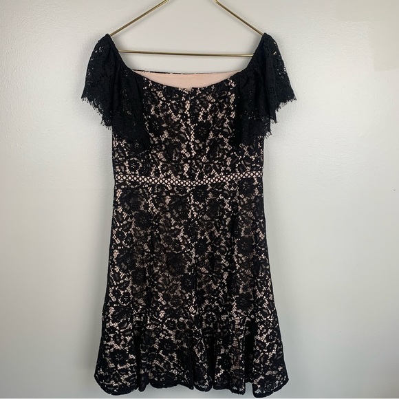 J. Crew women’s lace off shoulder formal party dress black nude size 10 - Picture 3 of 8